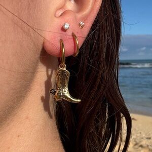 Gold Cowboy Boot Hoop Earrings